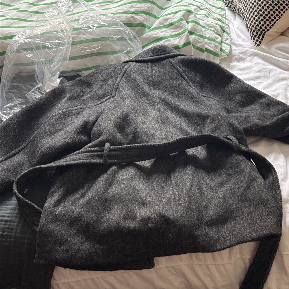 NWT W Concept / RE RHEE Funnel Neck Half Coat in charcoal - Picture 5 of 5